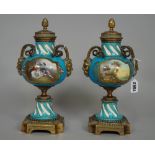 A pair of Paris porcelain and gilt metal cassolette vases, late 19th century,