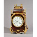 A French brass and tortoiseshell mounted eight day mantel clock, late 19th century,