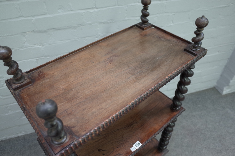 A 19th century Anglo-Indian rosewood three tier whatnot, - Image 2 of 5