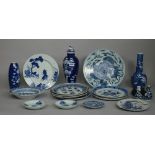 A quantity of Chinese blue and white porcelain and pottery, mainly 20th century,