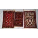 A Perepedil rug, 117cm x 81cm, a Beshir, 98cm x 54cm and a Turkman rug, 110cm x 74cm, (3).