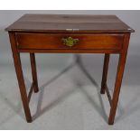 A mid-18th century mahogany single drawer side table on block supports, 71cm wide x 70cm high.