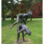 John Robinson (1935-2007), Leapfrog children, bronze, 153cm high.