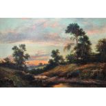 Francis E. Jamieson (1895-1950), Sunset landscape, oil on canvas, signed, 50cm x 74.5cm.