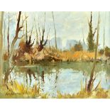 Edward Wesson (1910-1983), January Pond, oil on board, signed, 38.5cm x 49cm.