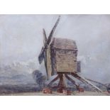 Attributed to David Cox (1783-1859), View of a windmill, watercolour over pencil, bears a signature,