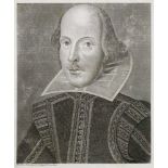 Martin Droeshout, A portrait of William Shakespeare, engraving, 19 x 16cm, unframed.