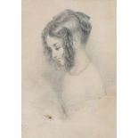 English School, 19th Century, A portrait of girl, pencil, 17.5 x 12.5cm.
