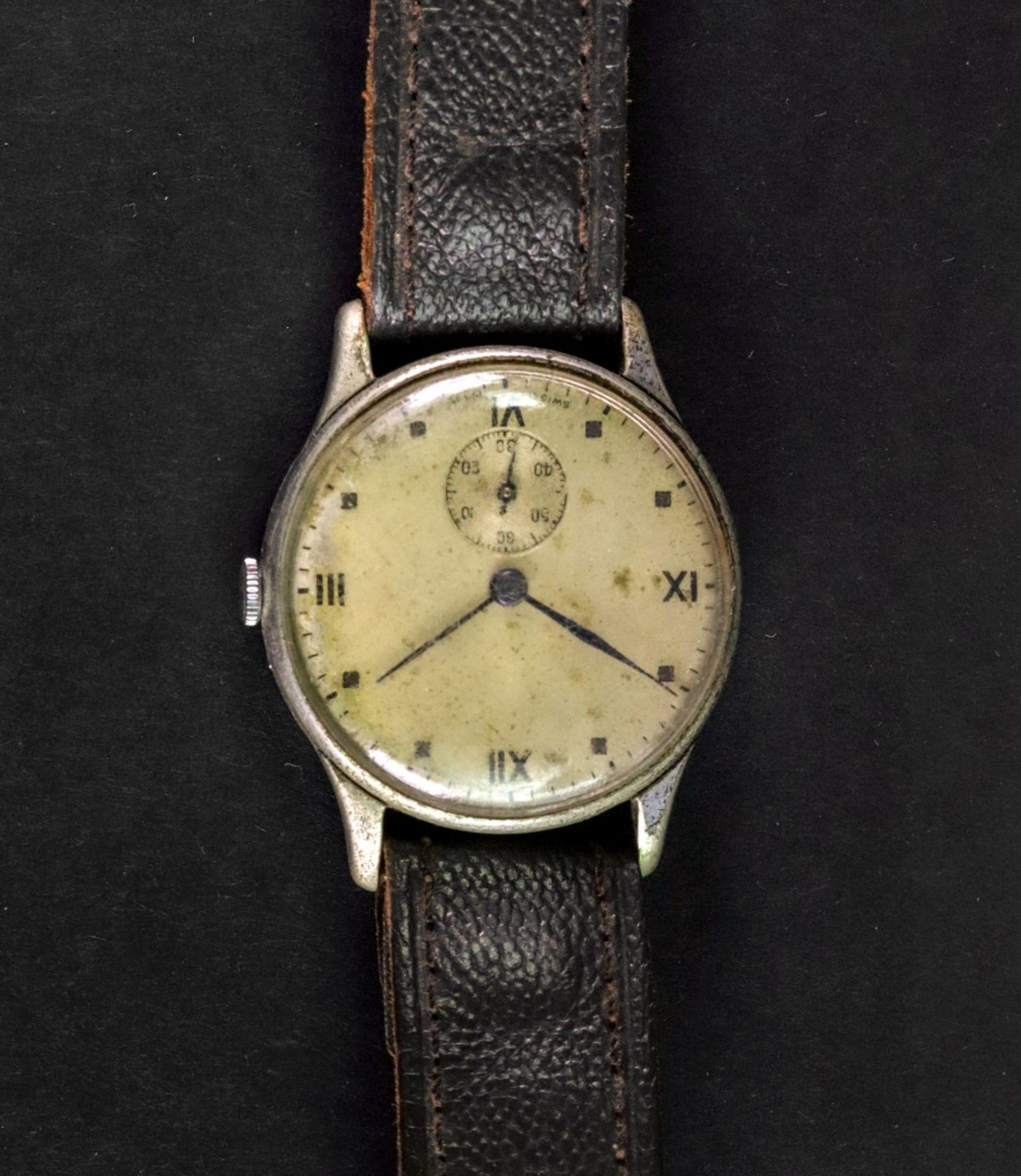 A gentleman's stainless steel wristwatch, the dial with Roman numerals and subsidiary seconds dial,