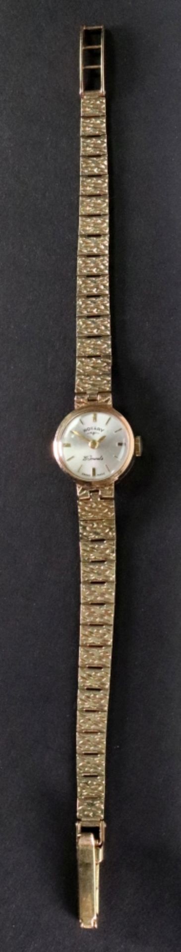 Rotary; a lady's 9ct gold bracelet watch, the dial with raised baton hour markers and hands, - Image 2 of 2