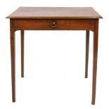 A George III mahogany side table, the moulded rectangular top above a frieze drawer,