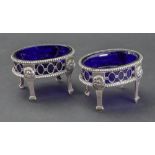 A pair of Dutch oval silver salt cellars, 1859, makers mark S.S.