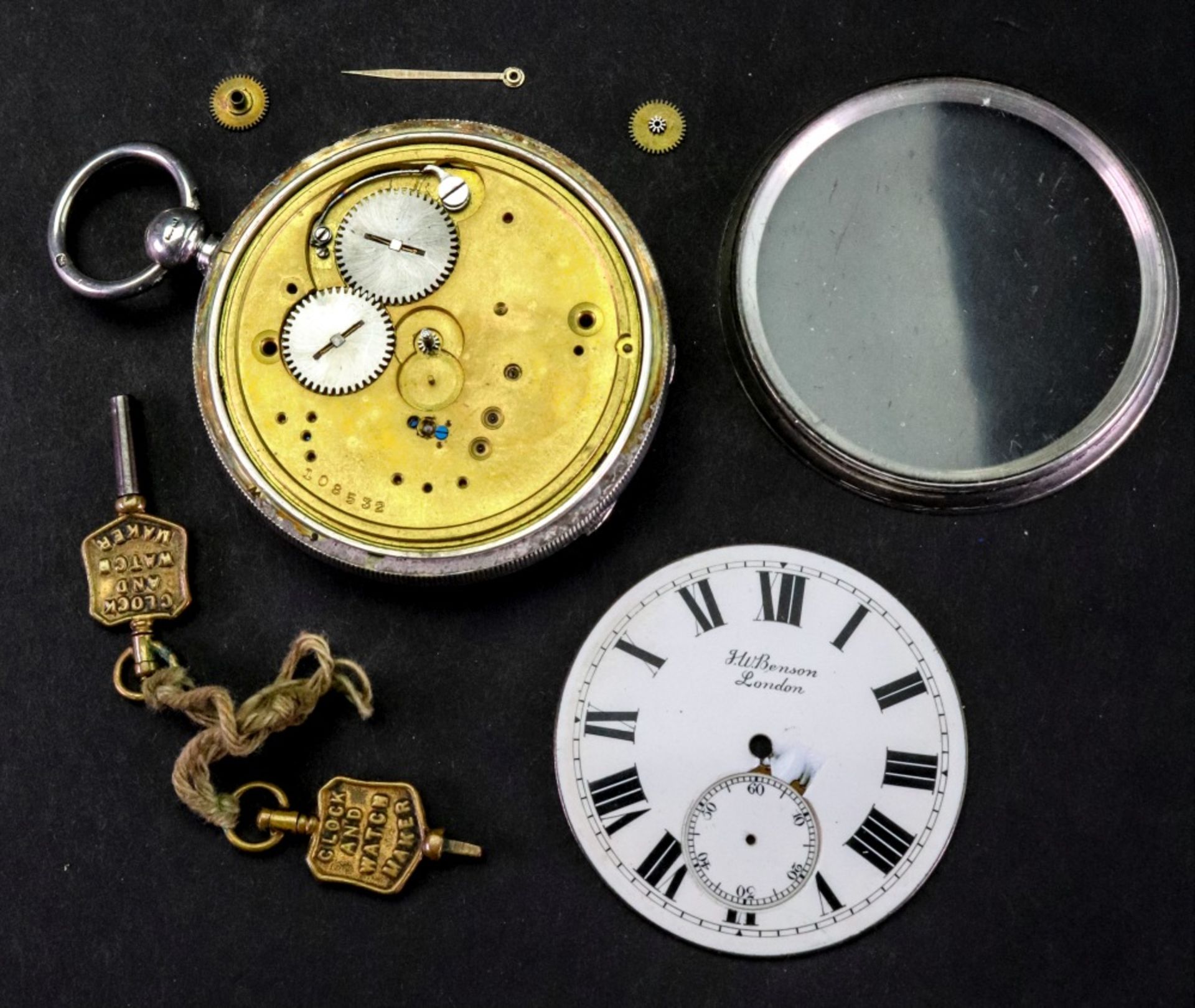 J W Benson; a gentleman's silver cased pocket watch,