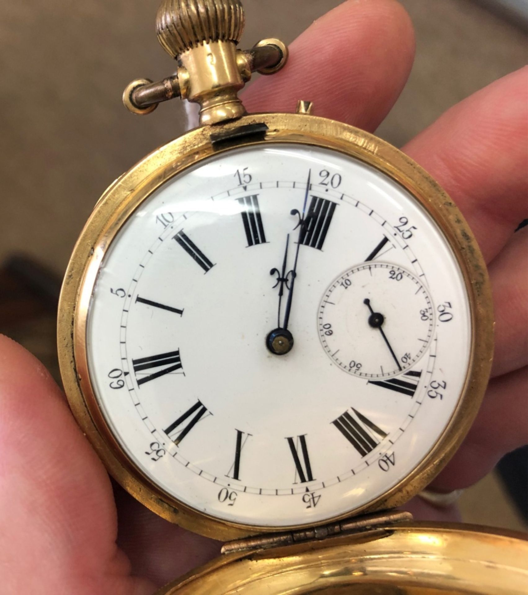 A French 18ct gold hunter keyless wind pocket watch, - Image 8 of 10