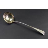 A George III silver Old English pattern soup ladle, Richard Crossley, London 1800, 6.5ozs, crested.