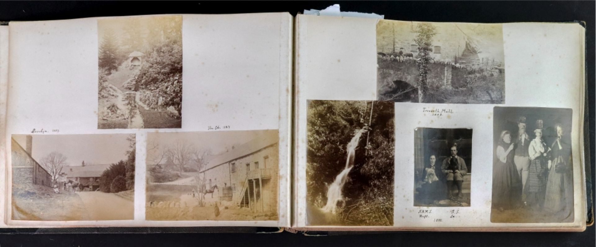 A Victorian gilt tooled leather bound photograph album including albumen and other photographs;