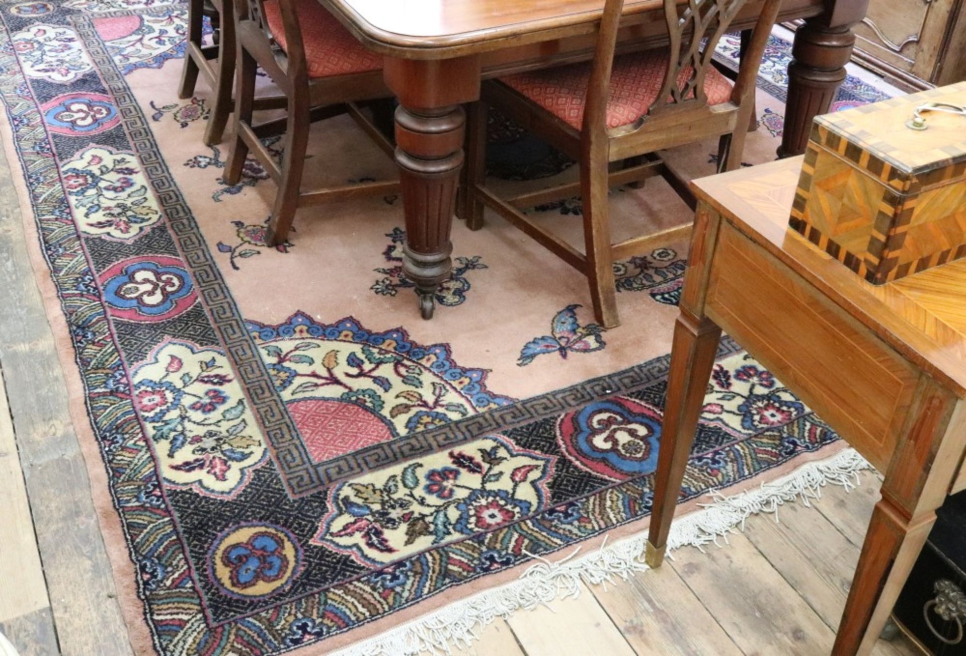 A Meshed carpet, the pink ground with a central floral medallion, 265 x 315cm. - Image 2 of 2