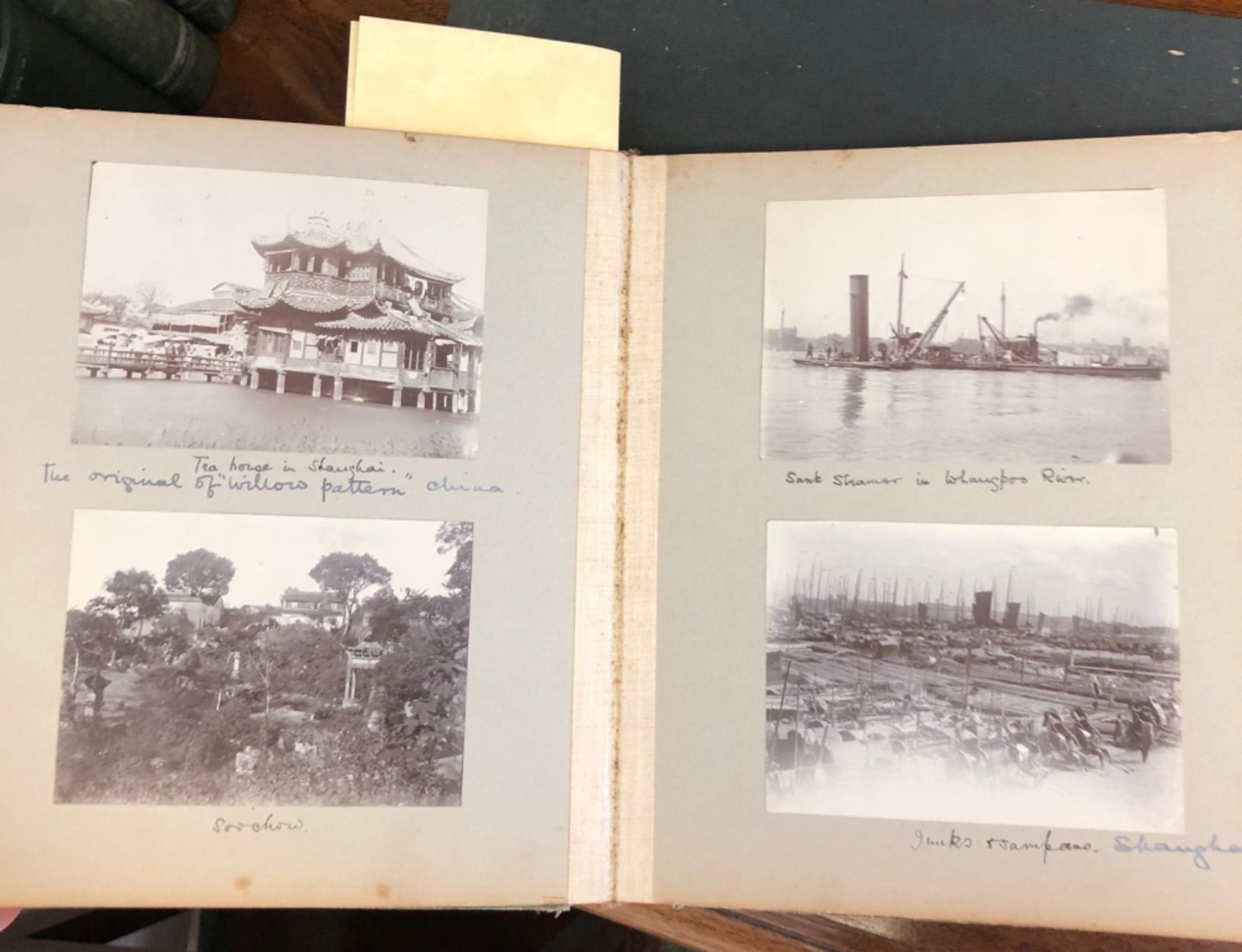 Shanghai: a green cloth photograph album circa 1918, of views in Shanghai including the river, - Image 5 of 43