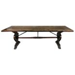 A French Provincial walnut refectory table, 18th century,
