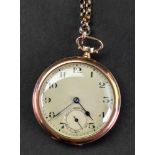 A 9ct gold cased, keyless wind, open faced dress watch,