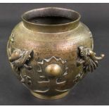A Chinese bronze vase, late 19th/early 20th century, of ovoid form,