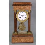 A Charles X rosewood inlaid and gilt metal mounted portico clock,