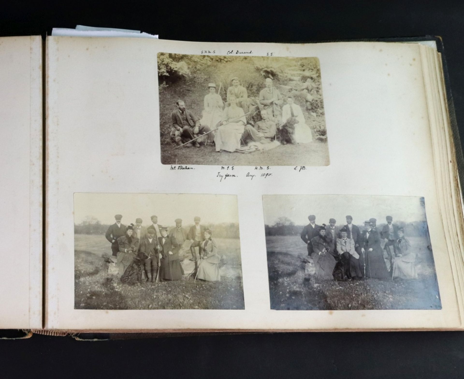 A Victorian gilt tooled leather bound photograph album including albumen and other photographs; - Image 2 of 7