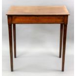 An early 19th century mahogany side table, the rectangular top above a frieze drawer,