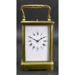 A large brass cased carriage clock, late 19th/early 20th century,