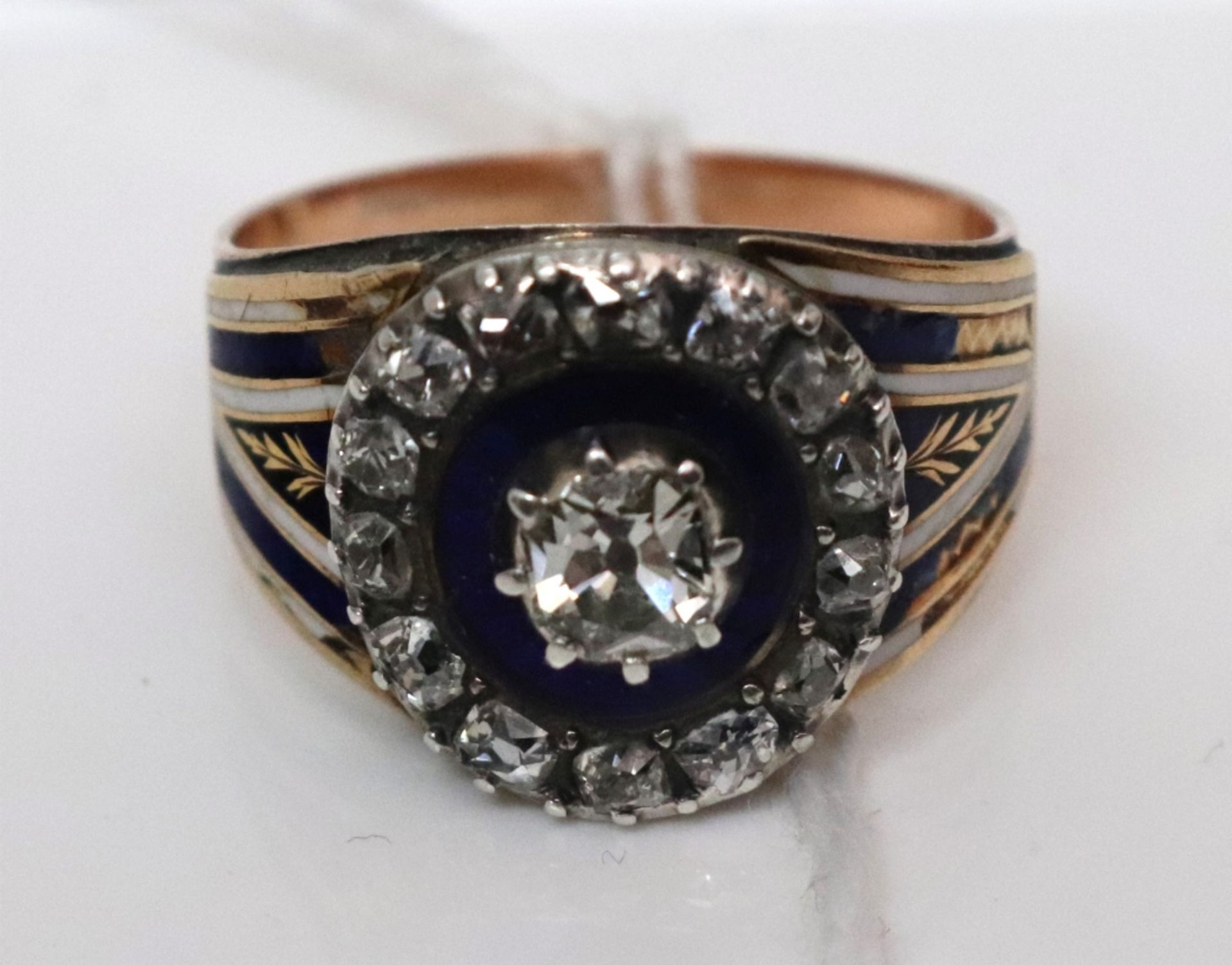 An early 19th century gold, enamel and diamond set ring, - Image 3 of 6