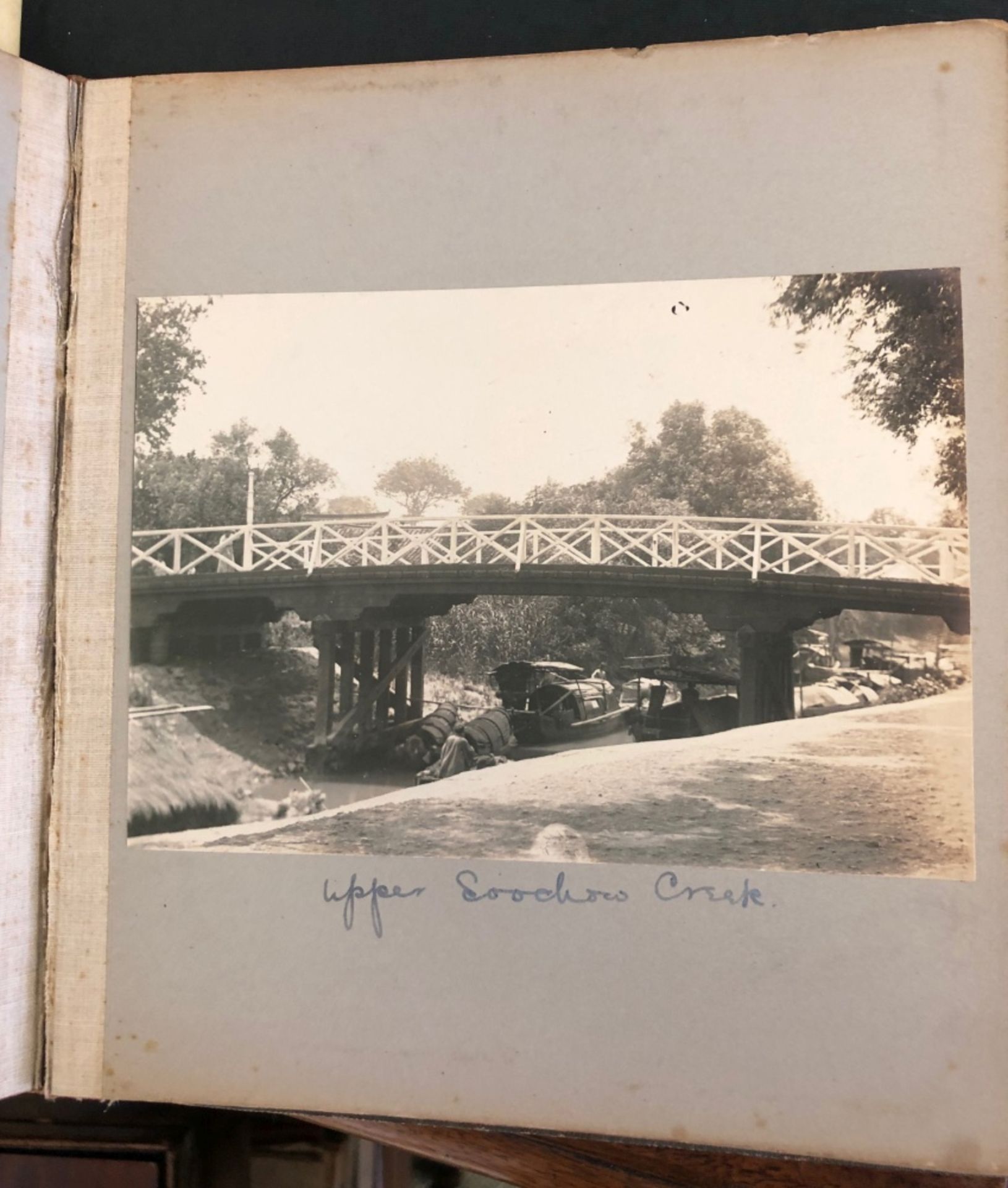 Shanghai: a green cloth photograph album circa 1918, of views in Shanghai including the river, - Image 9 of 43