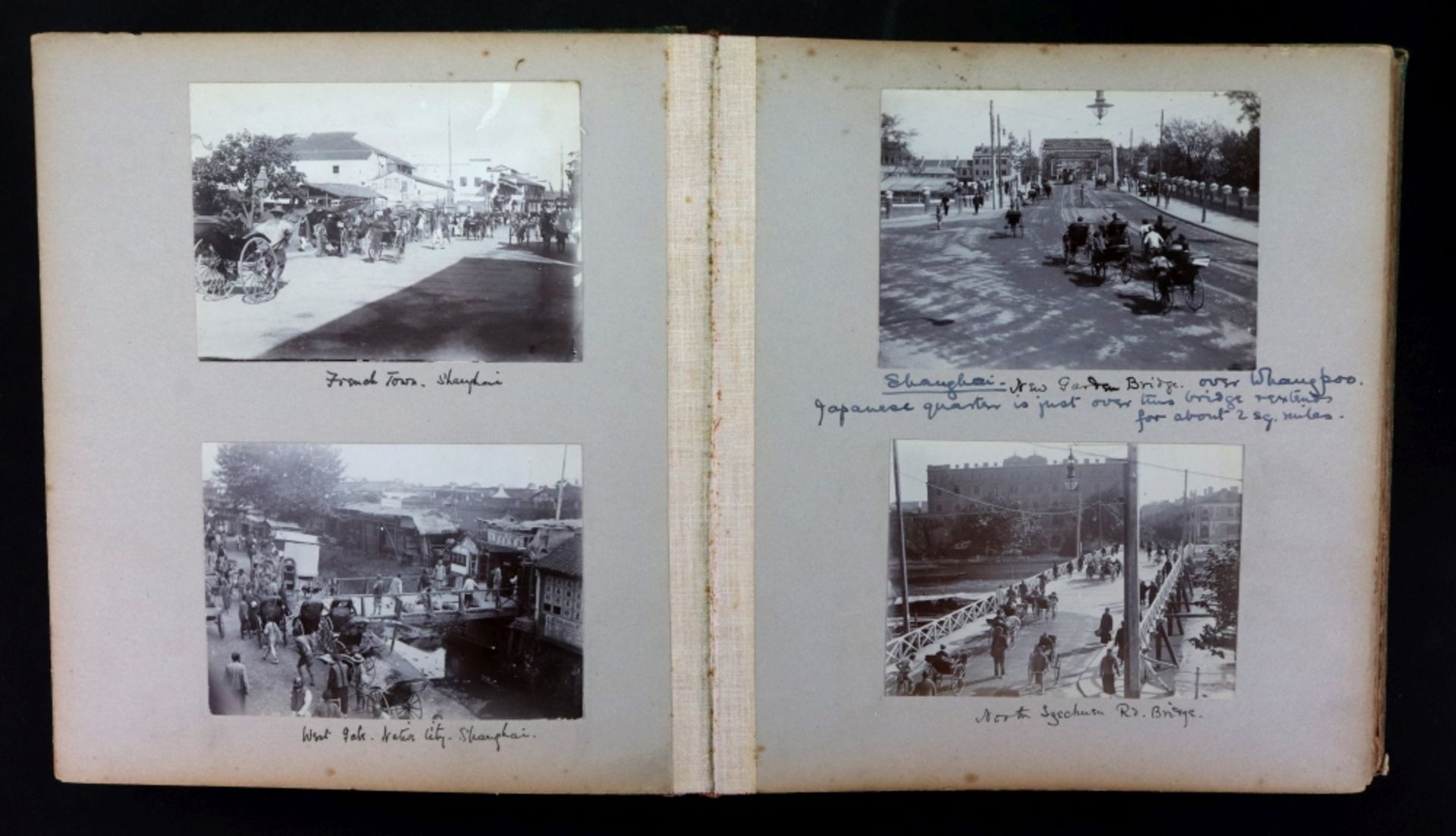 Shanghai: a green cloth photograph album circa 1918, of views in Shanghai including the river, - Image 3 of 43