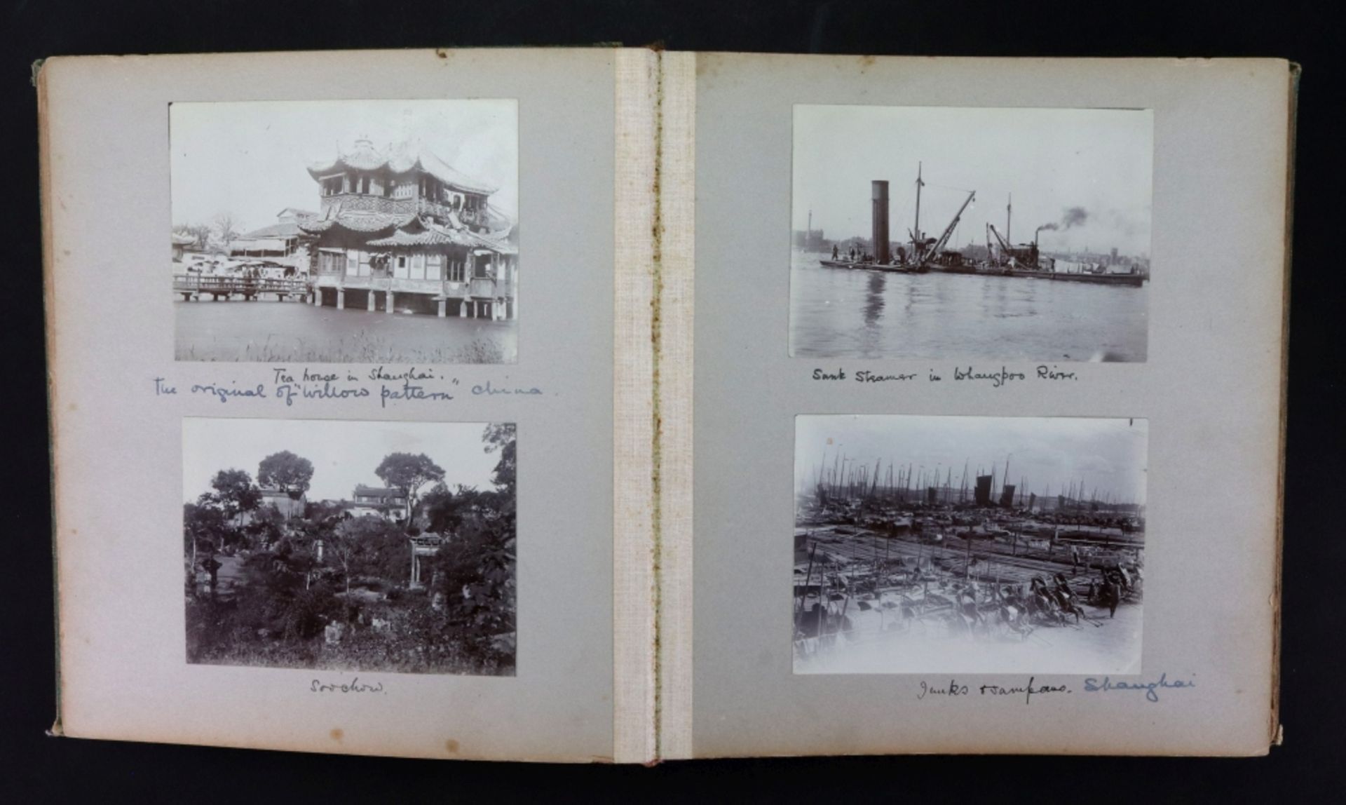 Shanghai: a green cloth photograph album circa 1918, of views in Shanghai including the river, - Image 2 of 43