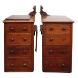 A pair of Victorian mahogany chests, originally part of a dressing table,