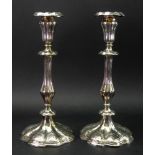 A pair of Victorian electroplate candlesticks,