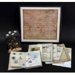 A needlework sampler worked with alphabets and days of the months, by Mary Jane .....