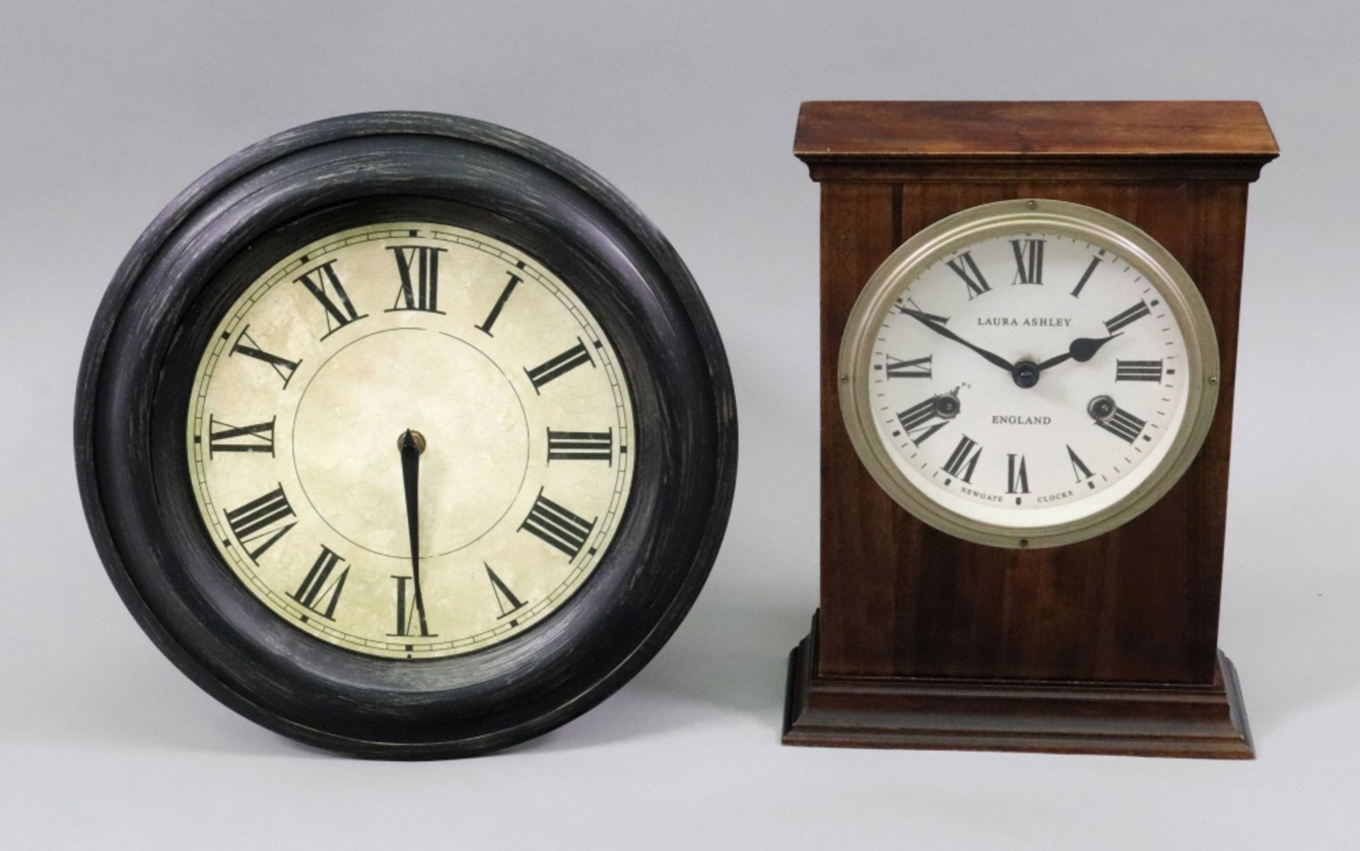 A Laura Ashley reproduction mantel timepiece in mahogany case, 21.