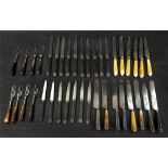 A set of 8 Victorian stained horn handled steel knives, Henry Elliott & Sons,