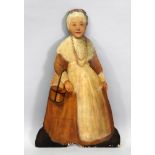 A dummy board, first half 18th century, in the form of a woman,