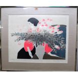 Andre Brasilier (French 1929-2004), Le Corsage rose, colour lithograph signed,