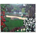 Jean-Pierre Cassigneul (French b.1935), Park scene, colour lithograph signed 60.5cm x 76.