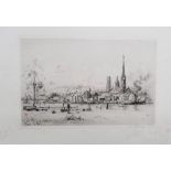 Eugene Bejot (French, 1867-1931), L'Ile Lacroix, Rouen, etching, fourth (final) state, signed, 15.