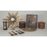 Treen collectables, including; a 19th century Russian Icon depicting Holy Mother and Child,