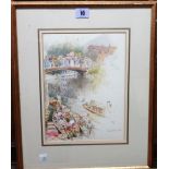 P** R** (19th/20th century), Boulters Lock, watercolour, signed with initials and inscribed,