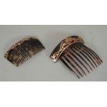A Victorian tortoiseshell hair comb, with 9ct gold mounts, 11cm, and another similar,