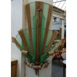 A pair of 1930s French Art Deco wall lights of large proportions, sheet metal and green composite,