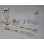 Silver and silver mounted wares, comprising; a pair of Victorian fish servers,