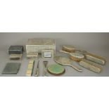 A quantity of shagreen mounted dressing table wares, early 20th century and later,