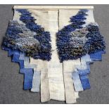 Elda Abramson (Contemporary British)"Blue Angel", tapestry weaving, mounted on a wooden batten,