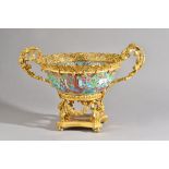 An ormolu mounted Cantonese porcelain bowl, late 19th century,